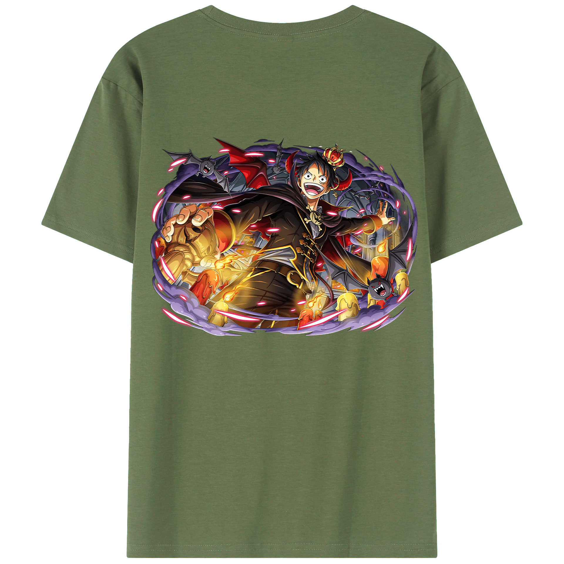 ワンピース モンキー・D・ルフィ ONE PIECE Monkey D. Luffy 綿100％ メンズ半袖Tシャツ（バックプリント） 通気性